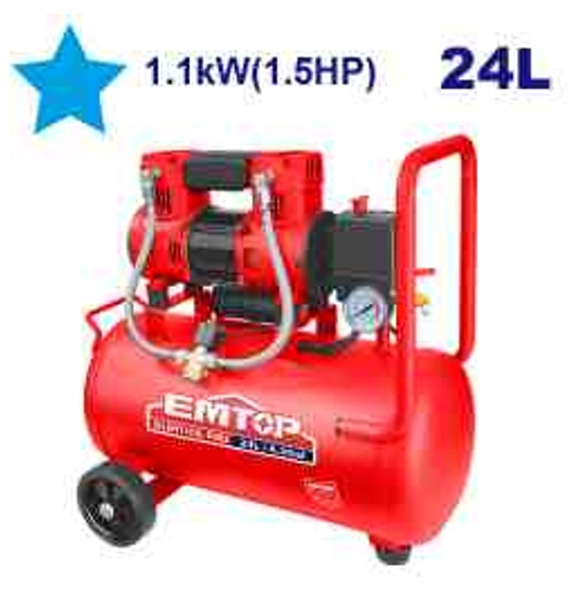 High Performance 1.5HP 24L Air Compressor 1100W 220-240V Oil-Free Portable Industrial Compressor - Workshop Construction Use Max 8bar Pressure 67db Noise Level Aluminum Wire Motor
